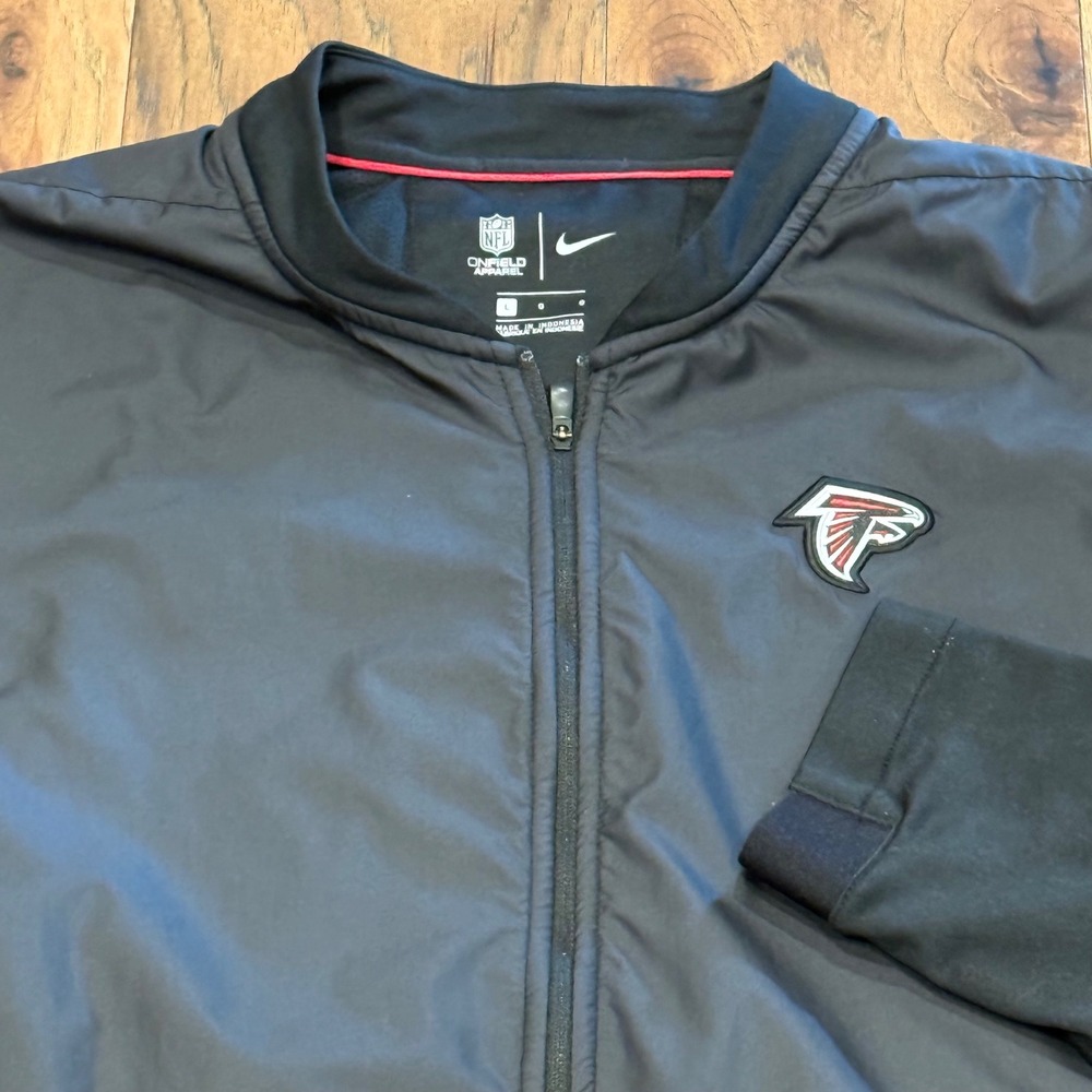 Nike NFL Atlanta Falcons Onfield Apparel Full Zip Jacket Mens Large Black‎ Gray